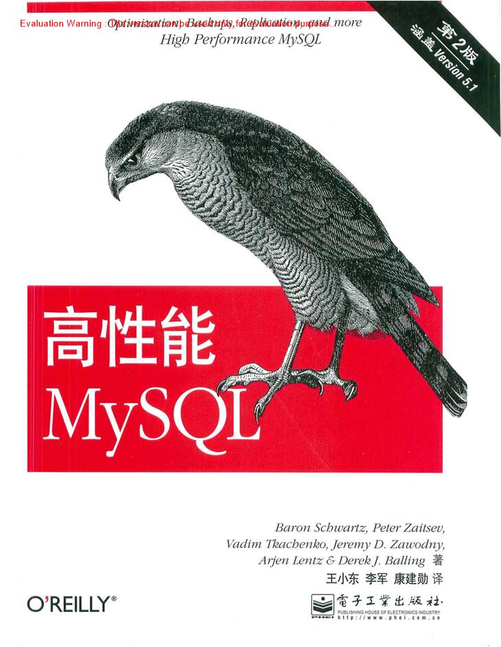 《高性能MySQL_Baron Scbwarts Peter Zaitsev著_王小东译》
